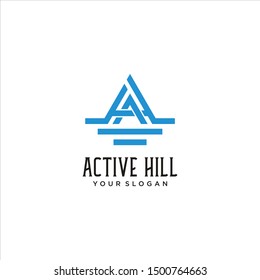 Thick and masculine logo on the letters AH and the mountain.
Sport Industry.
EPS10 file type, Vector.