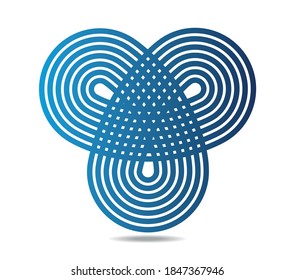 Thick mobius loop with three elements made of seven blue lines