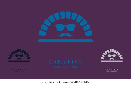 thick mustache glasses and circular stones, great for male style logo icons, t-shirt designs, interiors. vector concept flat abstract design