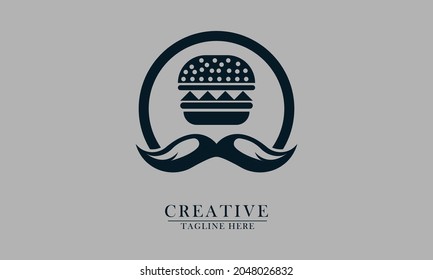 bigote grueso que se parece a una montaña y berger arriba, bueno para los íconos del logo de la comida. concepto vectorial diseño abstracto plano.