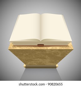 Thick open book on a concrete pedestal Vector background