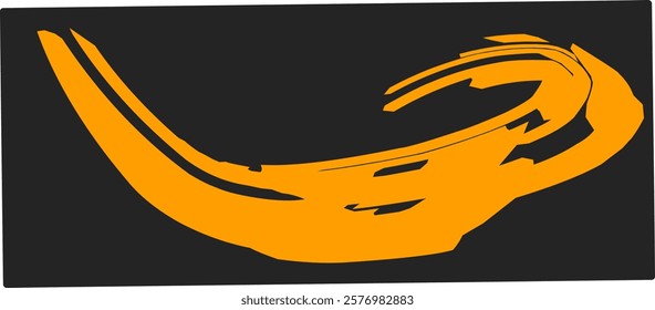 thick orange brush strokes with a spray texture. Vintage template with hand drawn broken edges, banner. Rough thick brush stroke texture with small dots. Retro vector background for poster.