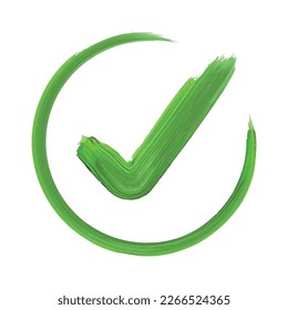 Thick Paint Brush Stroke Check Mark In Circle Vectorart