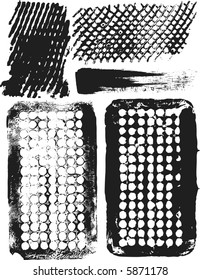 Thick paint spatter and imprints made from real paint. File contains no gradients.