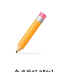 Thick pencil with eraser. Vector illustration in realistic style.