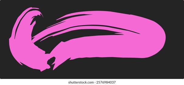 thick pink brush strokes with spray texture. Vintage template with hand drawn broken edges, banner. Rough thick brush stroke texture with small dots. Retro vector background for poster.