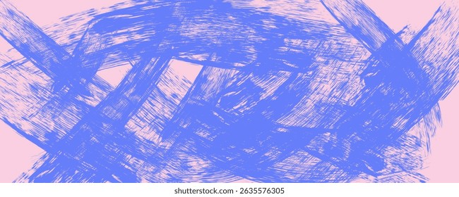 Thick purple brush strokes with rough grunge texture. Hand drawn vector banner background with abstract bold lines. Grainy lilac straight brush stroke with spray texture. Grit backdrop overlay.