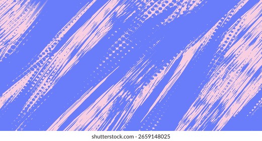 Thick purple brush strokes with rough grunge texture. Hand drawn vector banner background with abstract bold lines. Grainy lilac straight brush stroke with spray texture. Grit backdrop overlay.