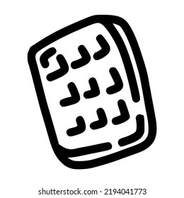 thick rectangular waffle lineart vector illustration icon design template with doodle hand drawn style