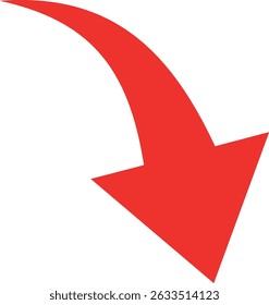 Vector rojo grueso de la flecha hacia abajo