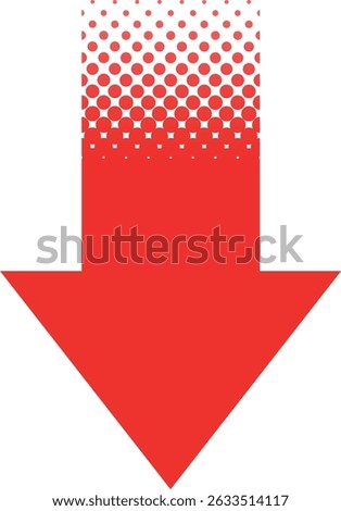 Thick Red Downward Halftone Arrow Vector