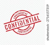 Thick red grunge circular rubber stamp with the word Confidential vector