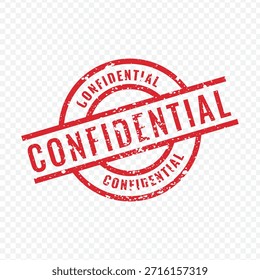 Thick red grunge circular rubber stamp with the word Confidential vector