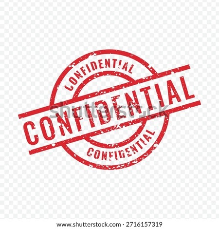 Thick red grunge circular rubber stamp with the word Confidential vector