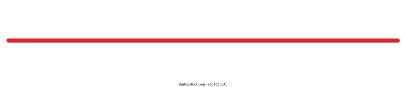 Dicke rote horizontale Linie auf weißem Hintergrund Isolierte rote Vektorgrafik transparenter Hintergrund ausgeschnittene Illustration.