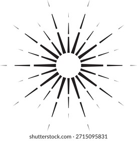 Icono de líneas radiales de explosión de sol segmentadas gruesas. Elemento de diseño dinámico Antiguas Starburst. Logos retro, insignias, texto de estilo y acentos de diseño. Patrón radial de estallido estelar.