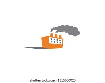 Thick smoke comes out of the factory chimneys for logo design