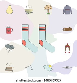 Thick socks icon. Universal set of autumn for website design and development, app development