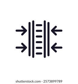 thick, thickness icon, line pictogram on white