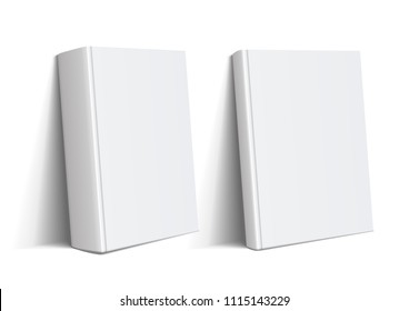 Thick and thin books of white color. Blank book cover. Vector illustration