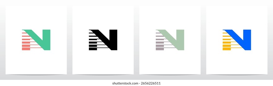 Linhas horizontais grossas finas listras parte da letra Design inicial do logotipo N