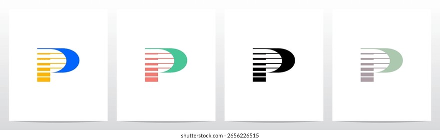Gruesas líneas Horizontales delgadas rayas Parte de la letra Diseño de logotipo inicial P