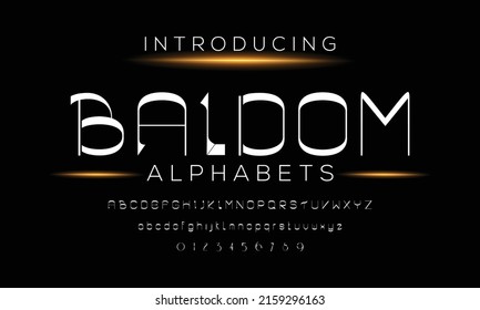 Schriftart in dicken und dünnen Stilen, Schriftdesign, Buchstaben und Zahlen, Vektorgrafik