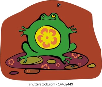 Thick toad on a sitting stone