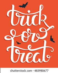 Thick or treat hand lettering poster. Vector illustration 