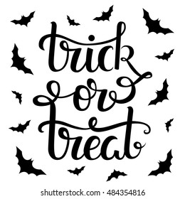 Thick or treat hand lettering poster. Vector illustration