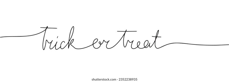 Thick or Treat handwriting words in one line continuous. Line art Halloween short phase. Vector illustration.