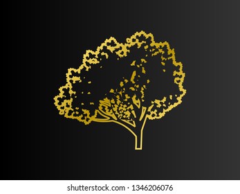 thick tree with gold line style