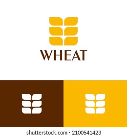 Thick wheat logo design concept. Agriculture grain farm logomark illustration. Can representing plant, harvest, health, bread, cereal, vegan, food.