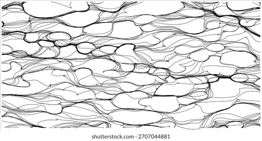Thick, Wobbly Line Art Pattern Forming Large Flowing Organic Cell Shapes