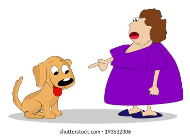 thick a woman breaks dog, vector illustration