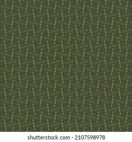 Thick wool or cotton fabric, patterned with zigzags and broken stripes. Carpet texture in khaki green tones.