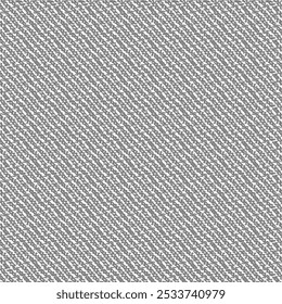 Thick wool fabric in dark gray and white, with slightly distorted diagonal stripes. A sample of twill texture or pattern. Woolen or cotton blanket. Abstract vector.