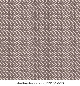 Thick woolen fabric with oblique groove texture. Twill detail. Brown knitted blanket. Vector illustration.