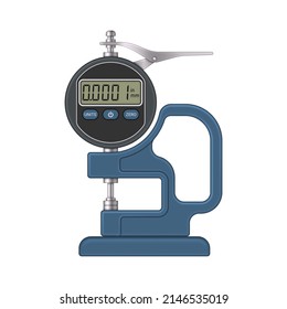Medidor de espesor electrónico aislado sobre fondo blanco. Herramienta de medición del espesor. Ilustración vectorial.