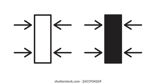 Thickness icon. Flat and stroke versions. Graphic elements.