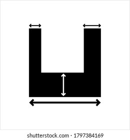 Icono De Espesor, Medición De La Distancia Entre Los Lados Opuestos De Algo Vector Ilustración De Arte