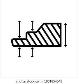 Thickness Icon, Measurement Of The Distance Between The Opposite Sides Of Something Vector Art Illustration