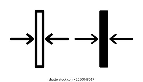 Thickness Icon set in black filled and line.