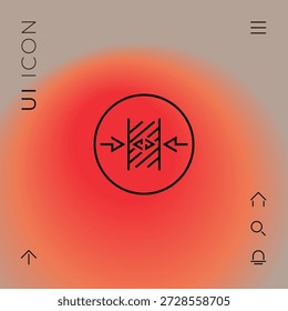 Icono de línea de medición de espesor con flechas opuestas que muestran la sección transversal del material