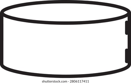 Thick-rimmed black cylindrical container illustrated in minimalist vector style.