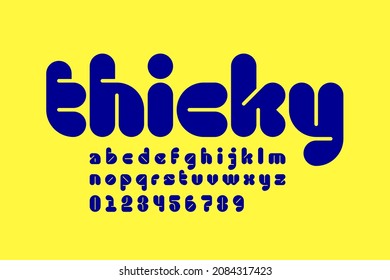 Thicky style modern font design, alphabet letters and numbers vector illustration