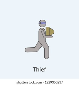 thief 2 colored line icon. Simple colored element illustration. Outline symbol design from man with bag set