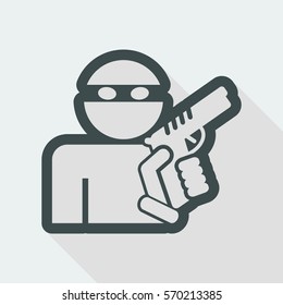 Thief armed - Conceptual long shadow flat icon