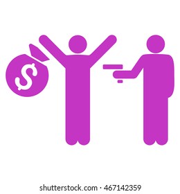 Thief Arrest icon. Vector style is flat iconic symbol with rounded angles, violet color, white background.