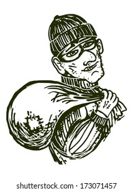 Thief with bag